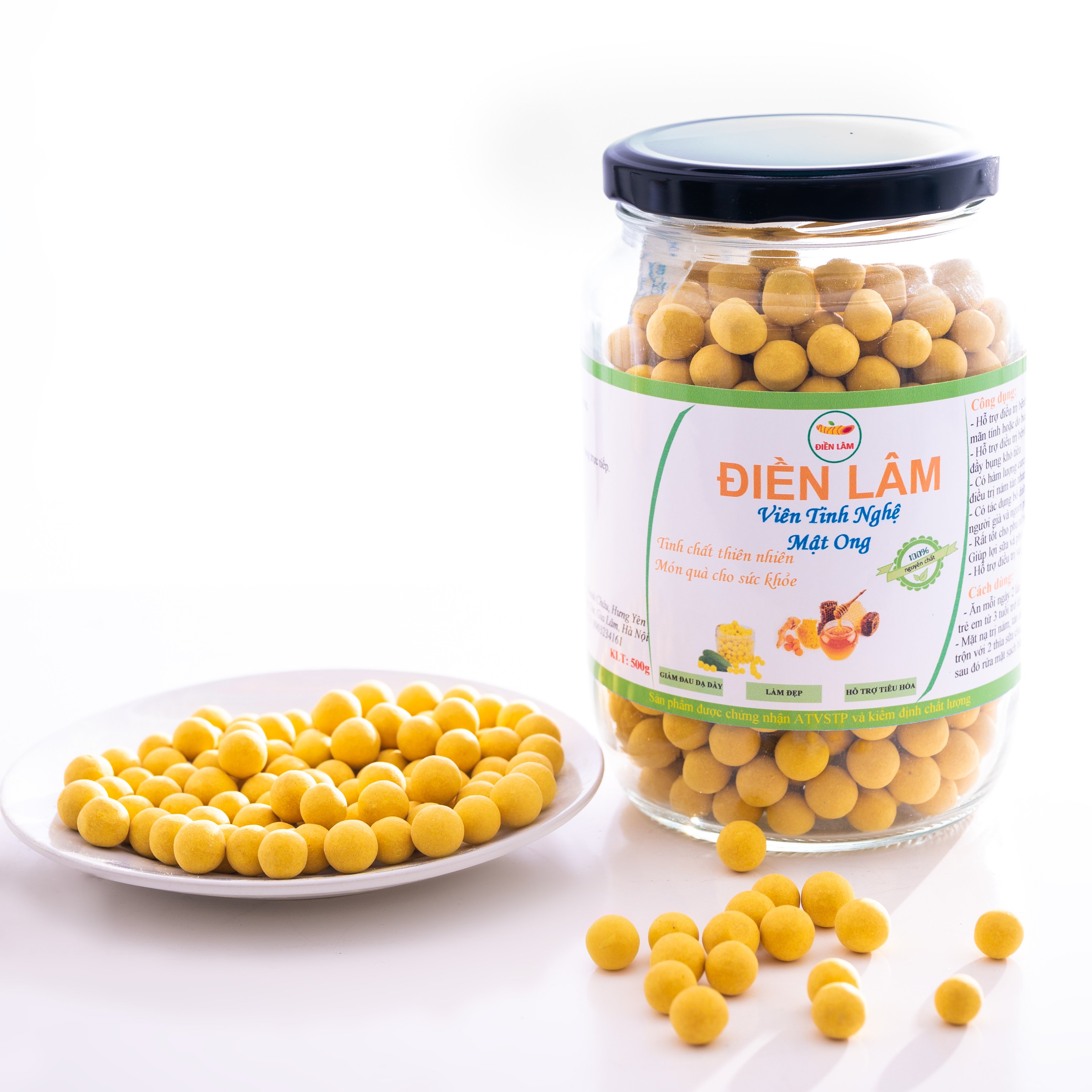 0,5kg Viên tinh nghệ mật ong Điền Lâm hộp ( Đặc biệt phù hợp với người bị viêm loét dạ dầy, Phụ nữ sau sinh, phụ nữ thích làm đẹp) (viên tinh nghệ ) ( viên tinh nghệ sữa ong chúa) ( vien tinh nghe mat ong)