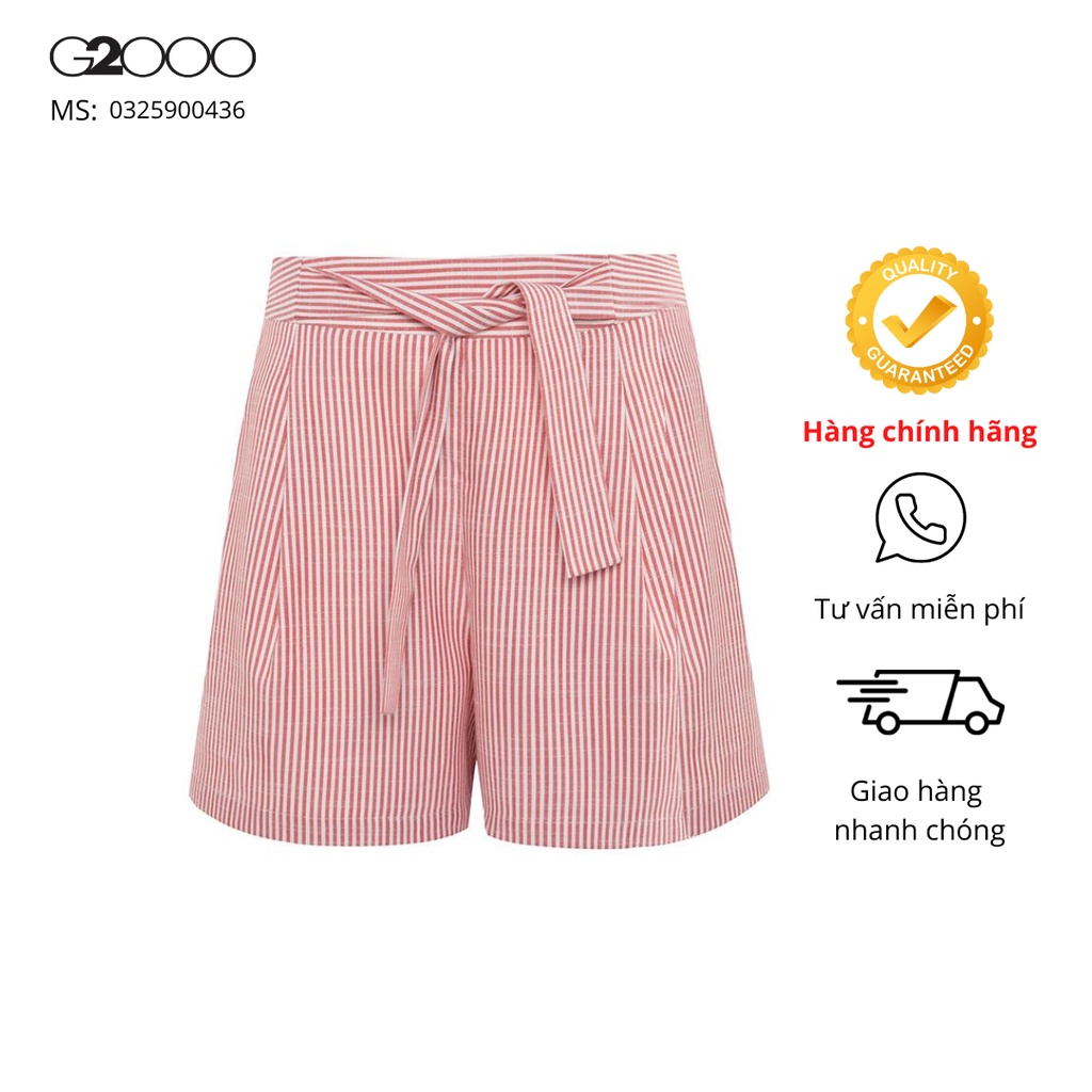 Quần short nữ g2000 màu trắng sọc hồng