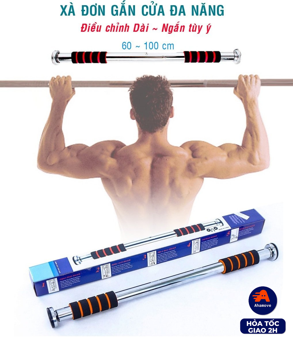 Cây hít xà đơn treo tường, Thanh xà đơn gắn cửa, xà đơn treo tường cửa nhiều cỡ từ 60-100cm phù hợp tập gym thể thao tại nhà tăng cơ bắp