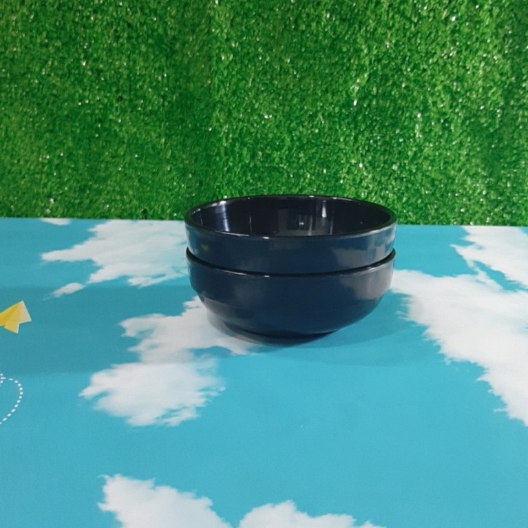 Chén Tròn nhựa Melamine Màu Đen Bóng