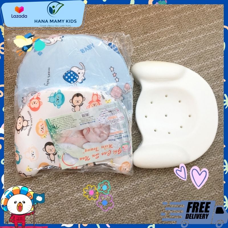 Gối cao su non Hiền Trang mẫu mới - Thiết kế lõm giữa. Có lỗ thoáng khí - Size 30x21x3