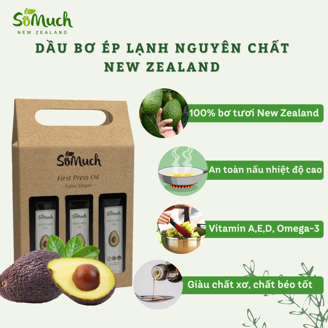 Dầu bơ ép lạnh nguyên chất new zealand. giftset 3 chai 250ml. hiệu somuch