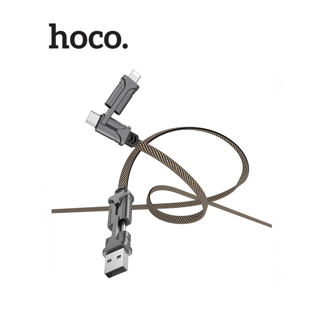 Cáp sạc nhanh Hoco S22 4in1 vải dệt siêu bền đầu cắm tháo rời độc đáo cho Smartphone dài 1.2M