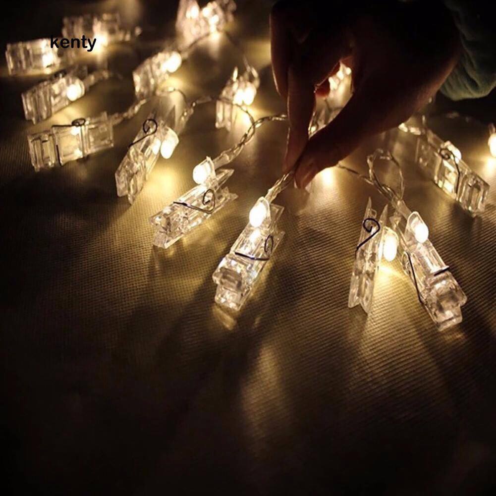 DÂY ĐÈN LED KẸP ẢNH XÀI PIN DÀI 3 MÉT  20 KẸP TREO ẢNH NGHỆ THUẬT/Photo Picture Clips String Lights using batteries 3M 20 LED attached 20 picture clips