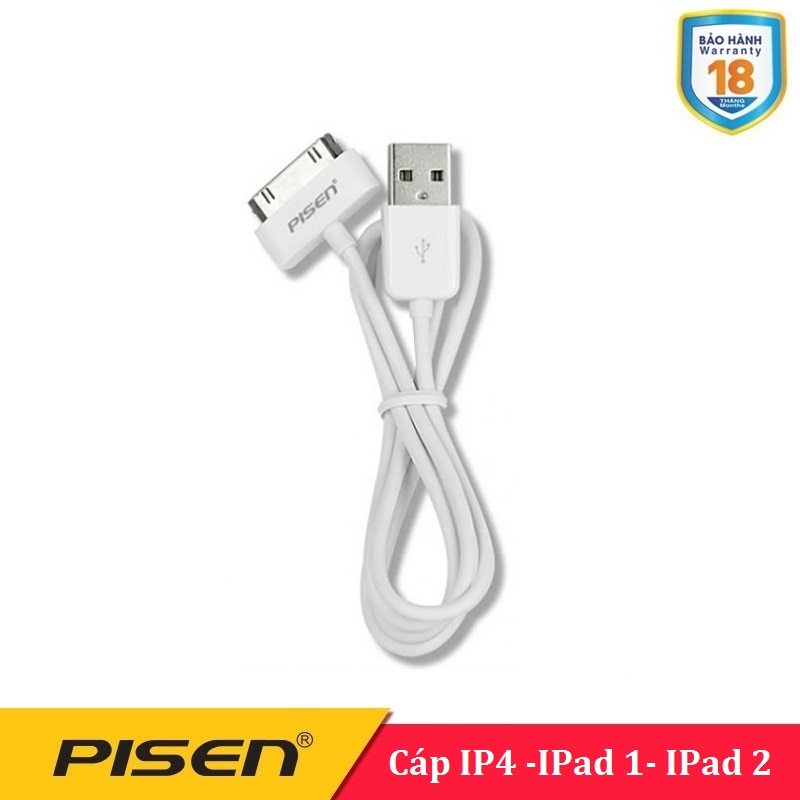 Cáp iphone 4 pisen- ipad1 -ipad2 - bh 18 tháng