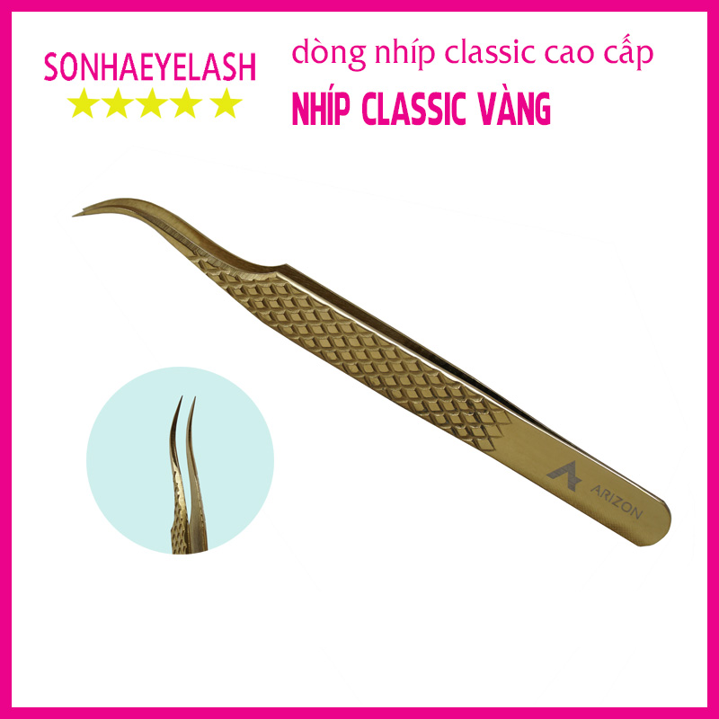 Nhíp nối mi classic vàng pakistan (mũi dài) cao cấp dành cho thợ nối mi chuyên nghiệp làm từ thép không gỉ