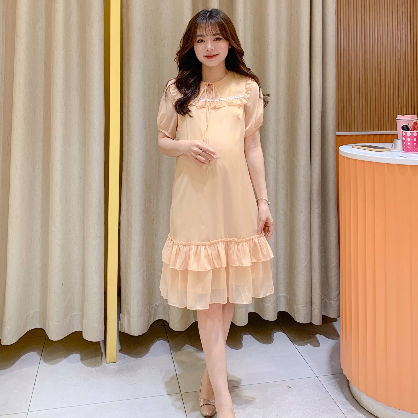 Váy bầu mùa hè chất mát cực xinh sang chảnh - Đầm bầu dự tiệc thiết kế Medyla - VS626