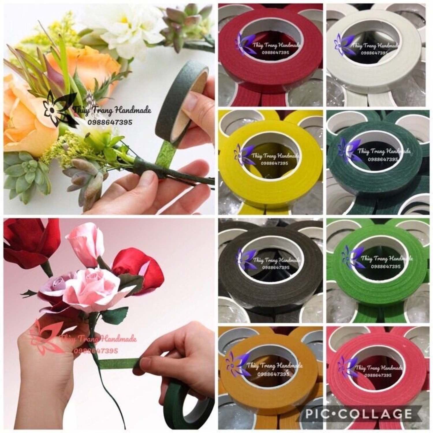 1 cuộn keo sáp làm hoa vải voan hoa giấy, độ bám dính cao, an toàn sử dụng