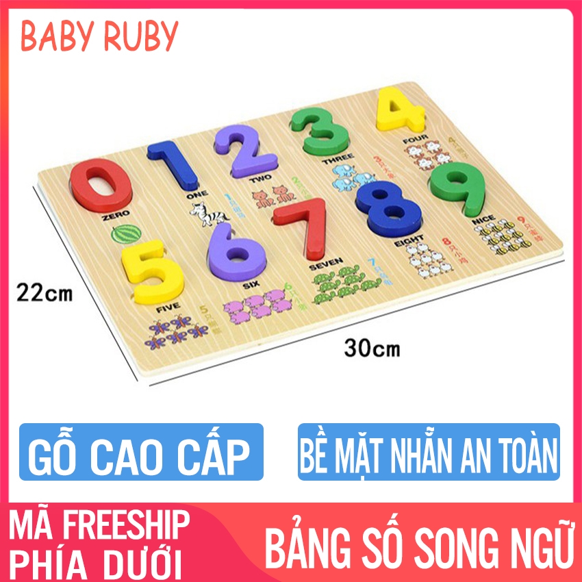 Bảng Số Học Cho Bé - Song Ngữ, Gỗ Cao Cấp, giúp bé học cả tiếng anh - Bảng chữ cái thông minh, đồ chơi gỗ thông minh cho bé, bảng gỗ cho bé học, bảng chữ số bằng gỗ, bảng chữ số cho bé, bảng ghép chữ cái và số - Baby Ruby