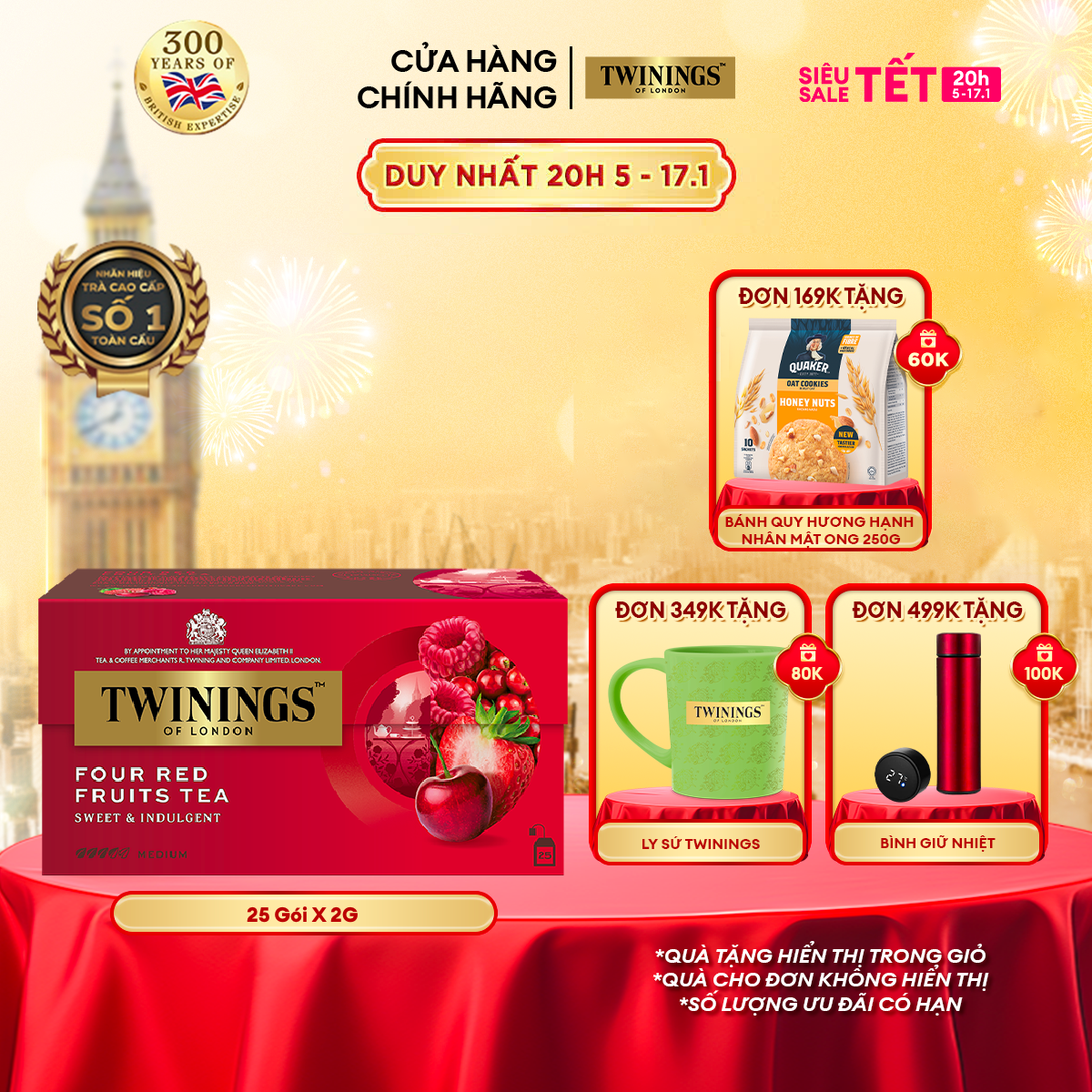 Trà Túi Lọc 4 Vị Twinings Four Red Fruits Tea - Hộp 25 Gói 2G