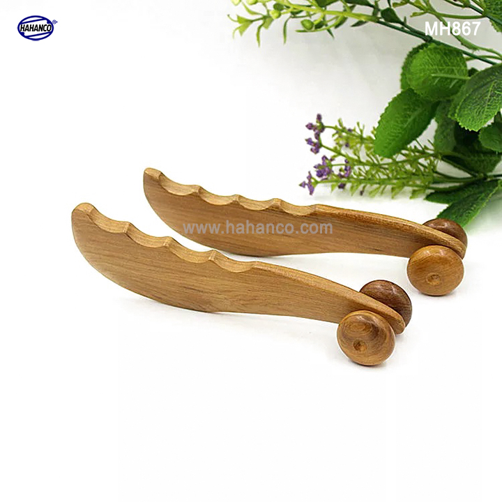 Dụng cụ lăn mũi và Mát xa ngón tay, cạo gió ấn huyệt bằng Gỗ thơm (Bách xanh) hình răng cưa - MH867 - HAHANCO