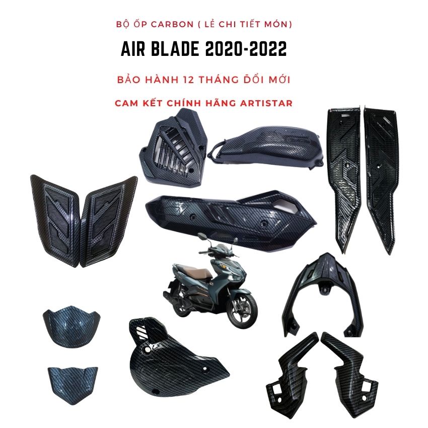 Ốp Carbon AB 2021-2022, Ốp Carbon Airblade 2021, Phụ Kiện Xe Air Blade 2020 Hàng Chính Hãng Artistar (Chi Tiết Từng Món)