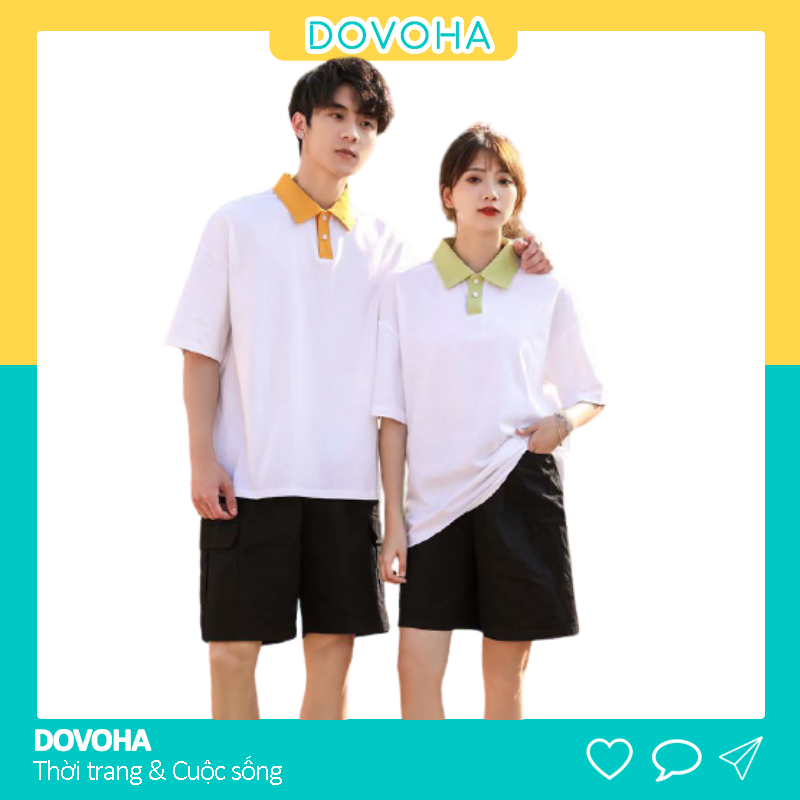 Áo polo DOVOHA Áo thun Unisex viền cổ phối màu chất đẹp freesize form rộng AT05