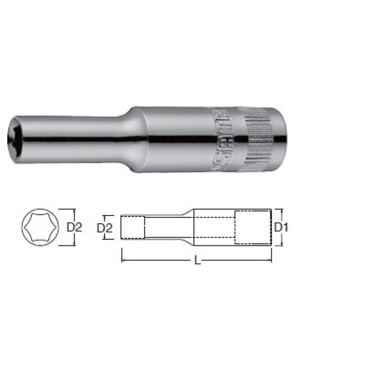 Đầu tuýp 6 góc dài 3/8inch sata 12-405 12m
