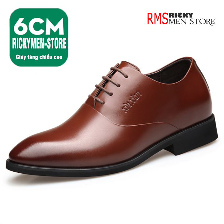 Giày tây nam tăng chiều cao da bò cao cấp - Giày tây công sở nam 6CM RICKYMEN M-13