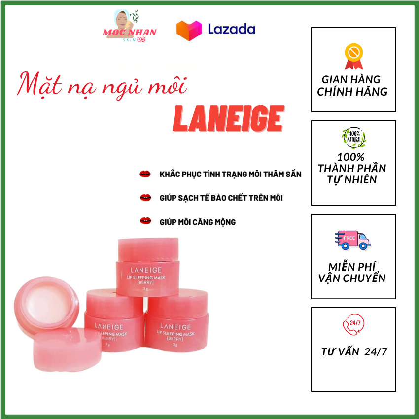 [Hết Thâm Môi ] MẶT NẠ NGỦ MÔI LANEIGE Dưỡng Ẩm Môi Và Phục Hồi Môi Thâm Laneige Lip Sleeping Mask 3g, môi hồng hào hết  thâm sần ,không chứa các thành phần tạo mùi, MOC NHAN SKIN