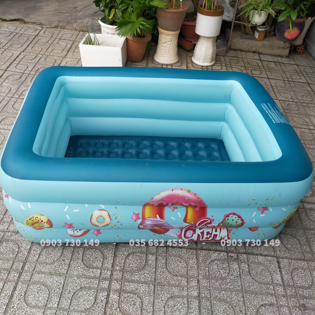 Bể bơi phao cho bé chữ nhật 1m5 3 tầng - họa tiết đáng yêu - kích thước: 1m5 50cm - giúp bé vui chơi thoải mái ngày hè.