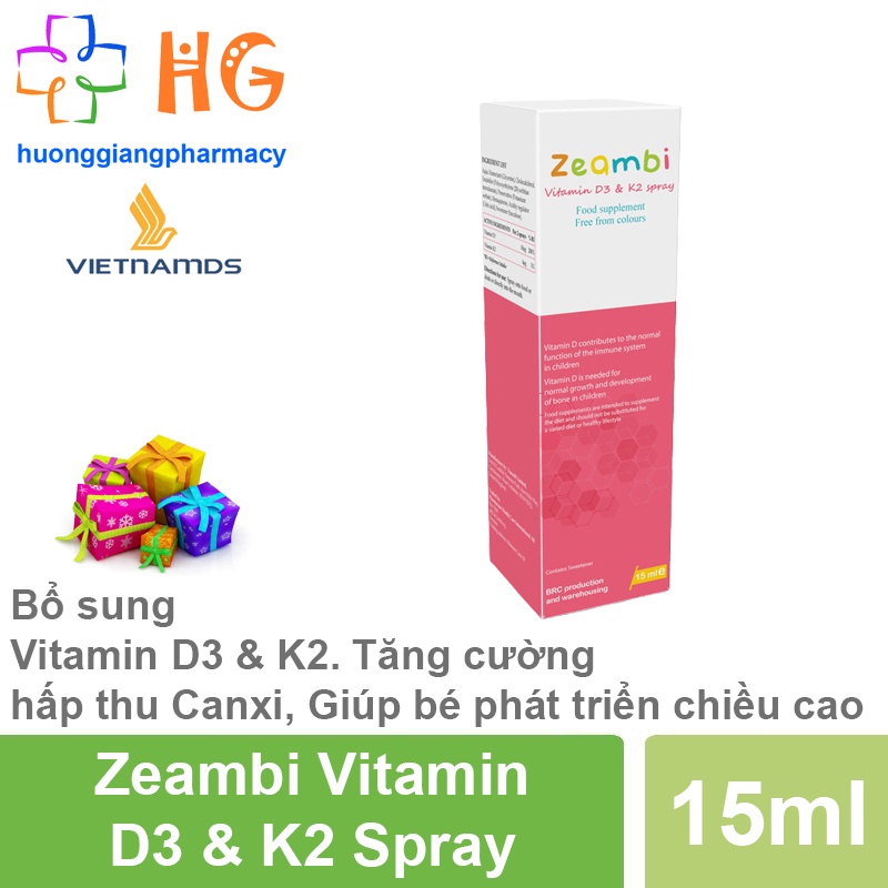 Vitamin D3K2 Zeambi 15ml 110 lần xịt