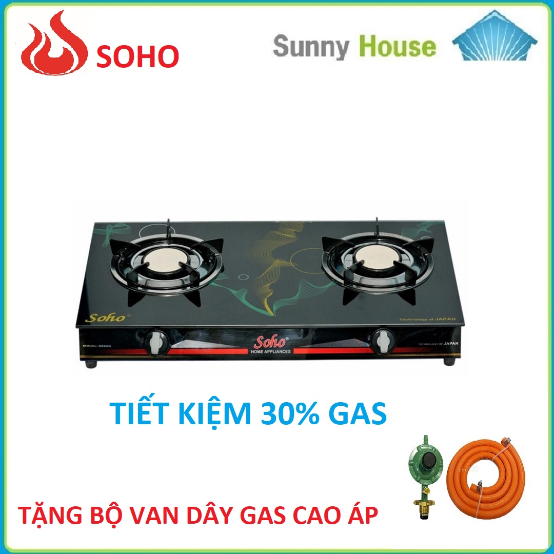 Bếp Gas Hồng Ngoại Soho - Mặt Kiếng Cường Lực Và Chịu Nhiệt - Tiết Kiệm 30% lượng Gas Tiêu Thụ - Tặng Bộ Dây Van Gas Điều Áp - Bảo Hành 2 Nam9