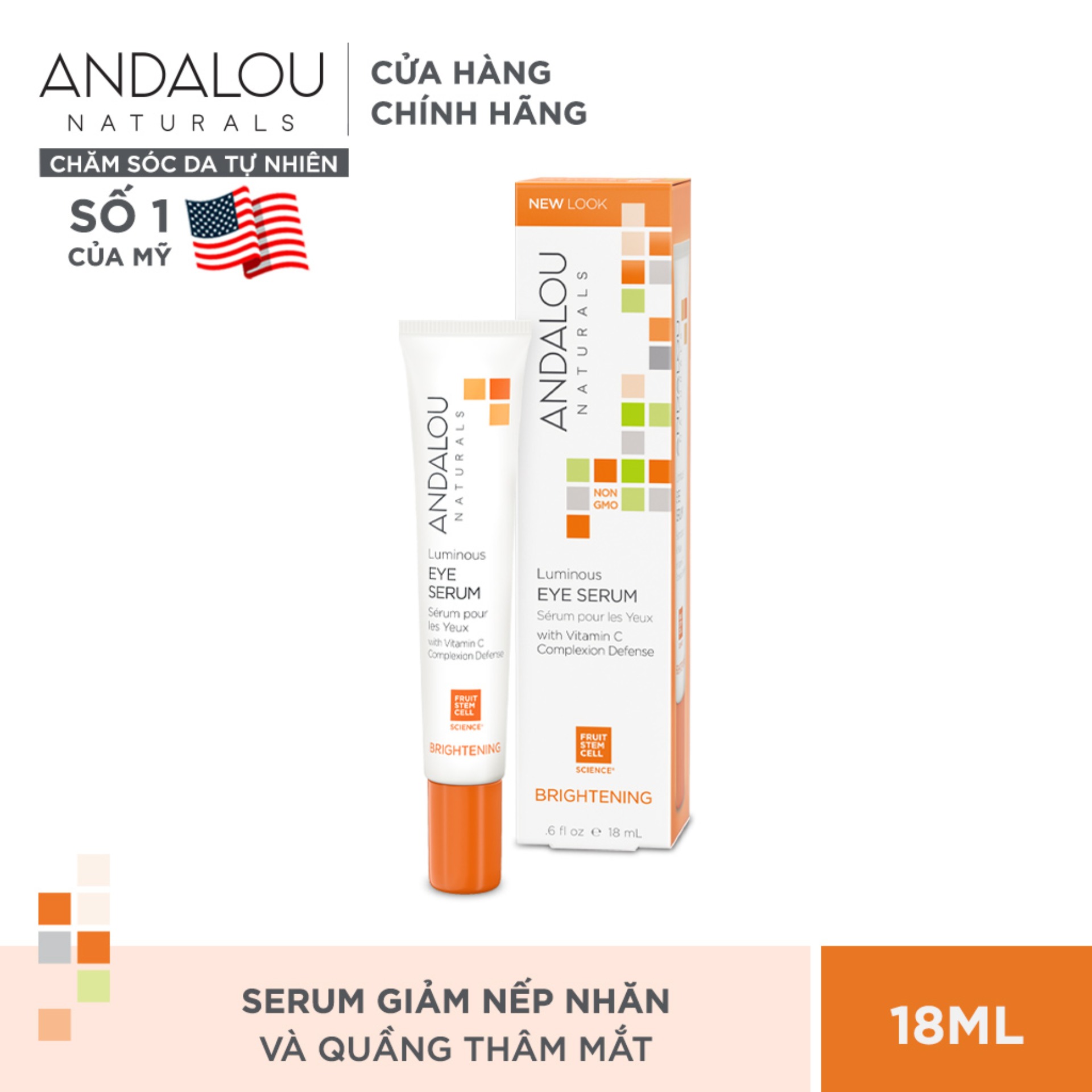 [QUÀ TẶNG ĐƠN TỪ 300K]Serum Giảm Nếp Nhăn Và Quầng Thâm Mắt Andalou Naturals Luminous Eye Serum 18ml