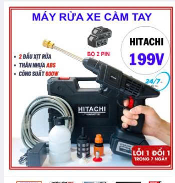 Hitachiii High-Pressure Handheld Car Washer Runs on Battery Power, a Car Wash Gun for Home Use with a High-Quality Foam Spray Mode. Giá 296,010 Đồng*Miễn phí vận chuyển