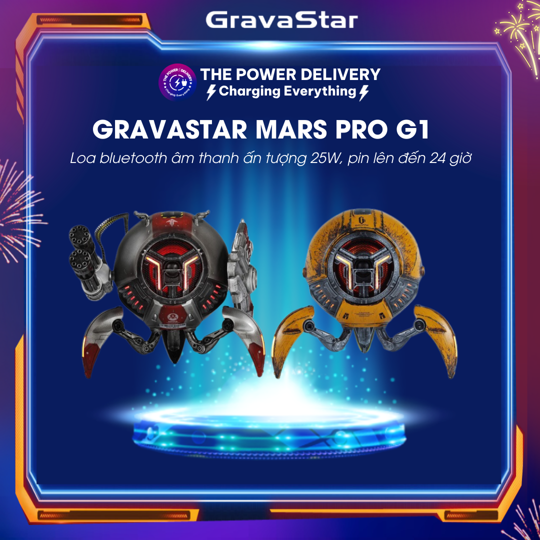 Loa không dây Bluetooth GravaStar Mars Pro âm thanh ấn tượng 25W, pin lên đến 24 giờ, ghép nối TWS