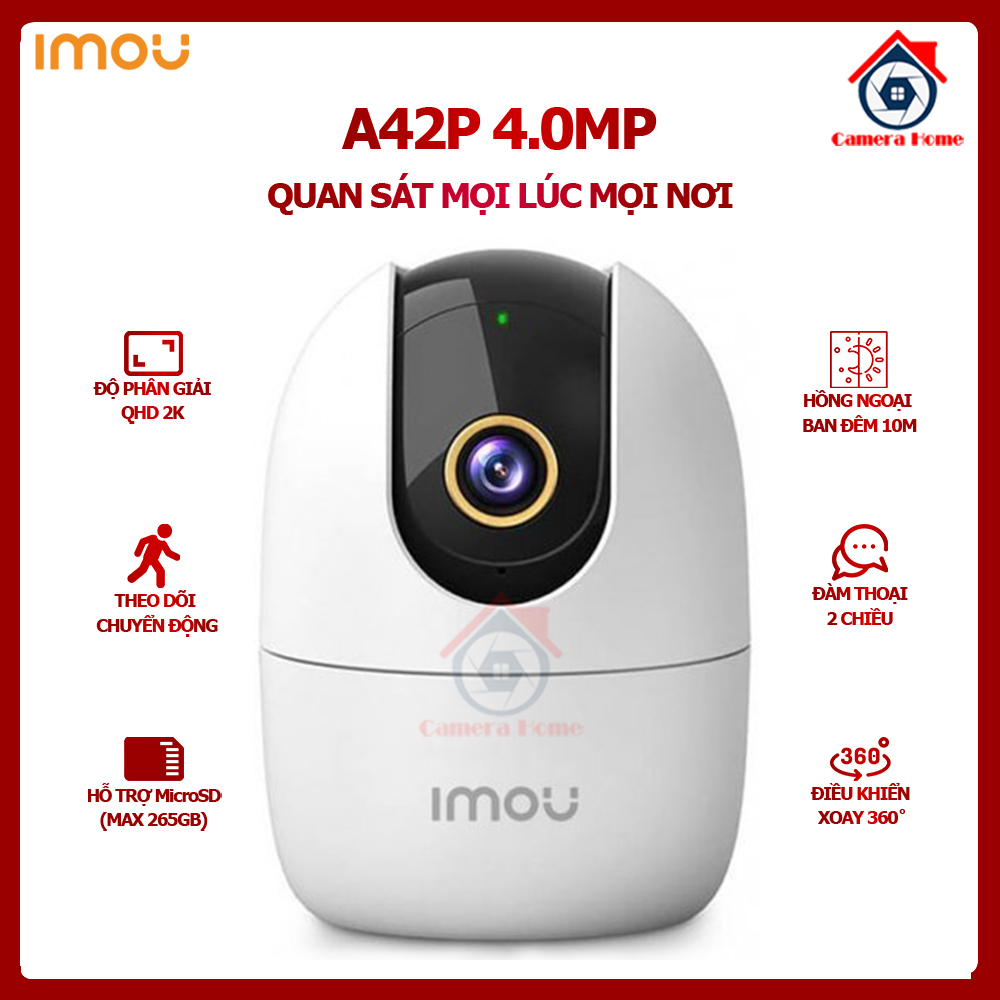 [BÁN LẺ - GIÁ SỈ] Camera IMOU A42P QHD-2K -  Đèn Hồng Ngoại Quay Ban Đêm - Điều Khiển Xoay 360ᵒ  - Đàm Thoại 2 Chiều - Camera Home
