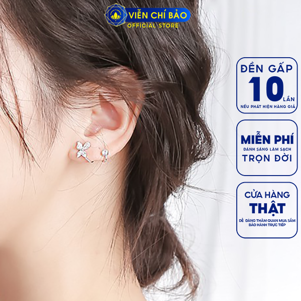 Bông tai, khuyên tai bạc nữ Hoa Anh Đào chất liệu bạc 925 thời trang phụ