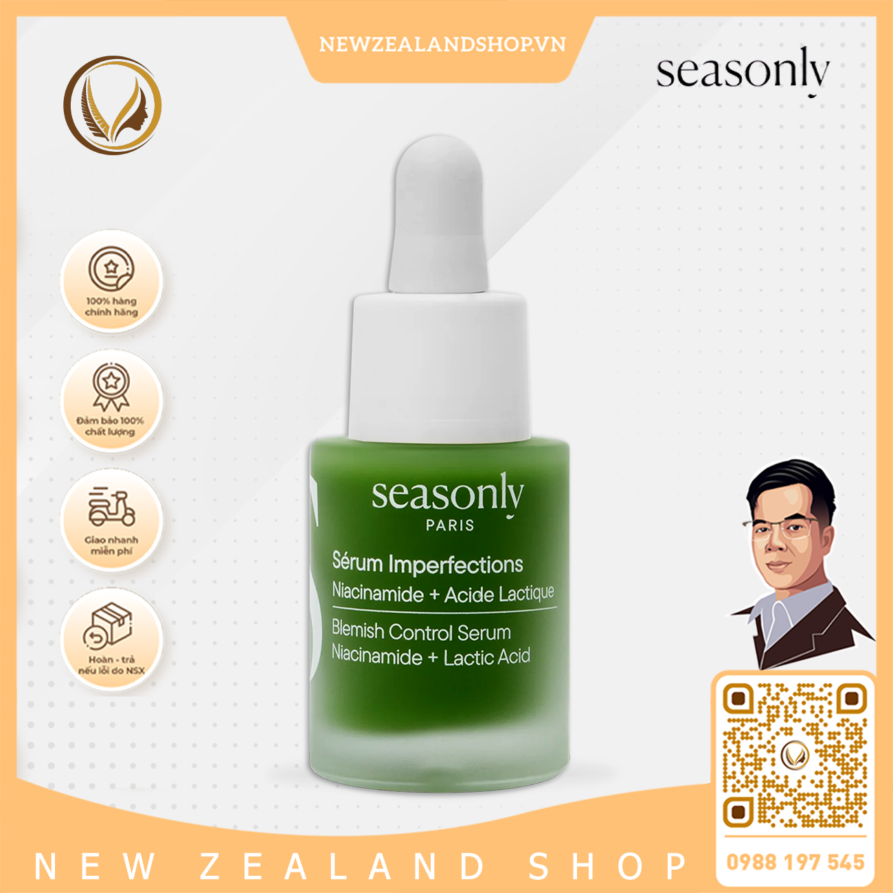 Serum trị mụn, giảm thâm mờ sẹo Seasonly Imperfections Serum 15ml