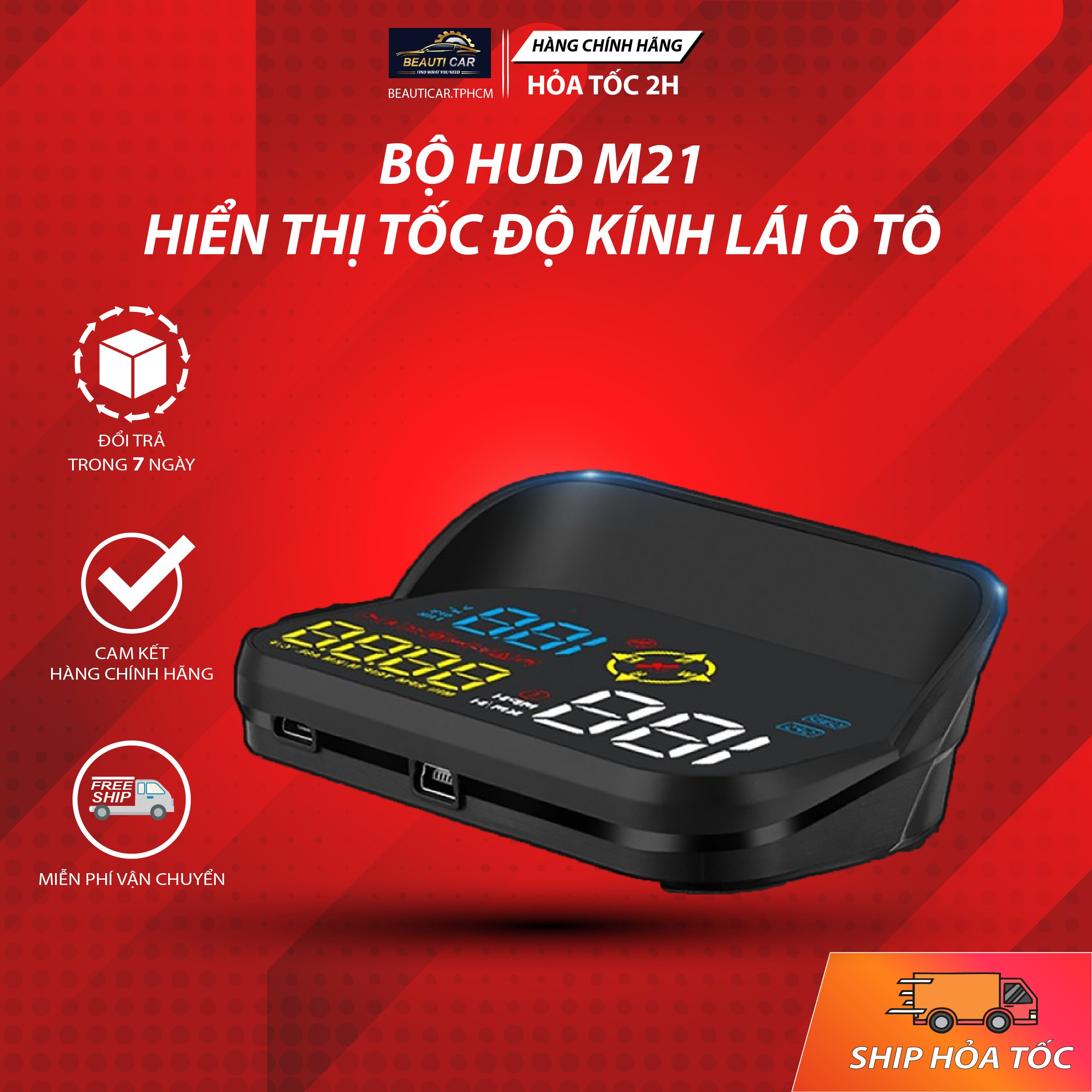 Bộ HUD M21 ô tô OBD GPS Hiển Thị Tốc Độ Thông Tin Lên Trên Kính Lái Xetabon Bảo Hành 1 năm