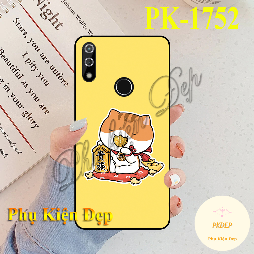 Ốp lưng Vsmart Joy 3 - Ốp dẻo đen in hình mèo may mắn