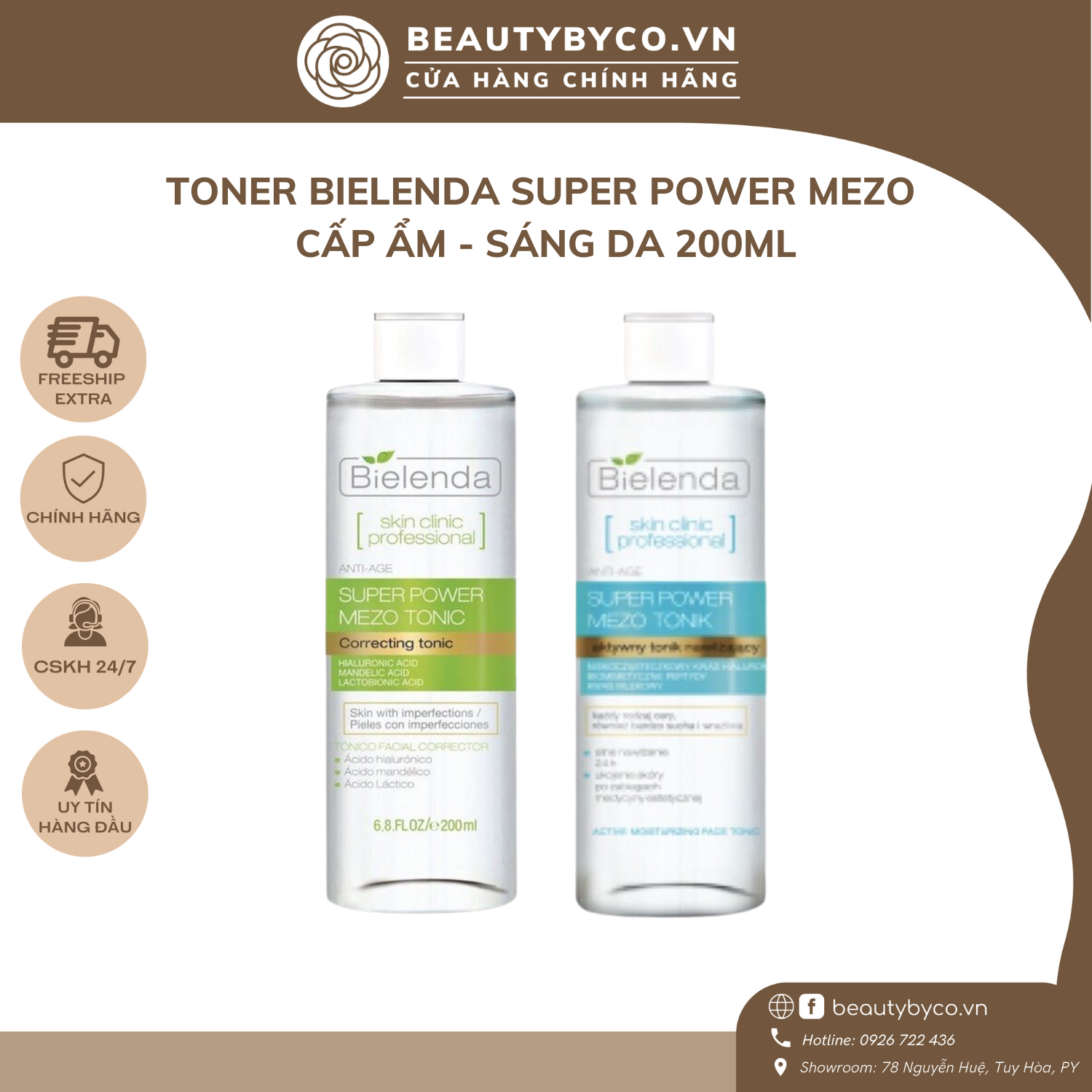 Toner  Bielenda Super Power Mezo Tonic Skin cấp nước,dưỡng ẩm,phục hồi
