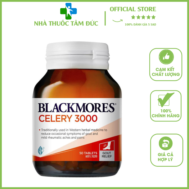 Blackmores viên uống cần tây hỗ trợ gout celery 3000mg 50 viên