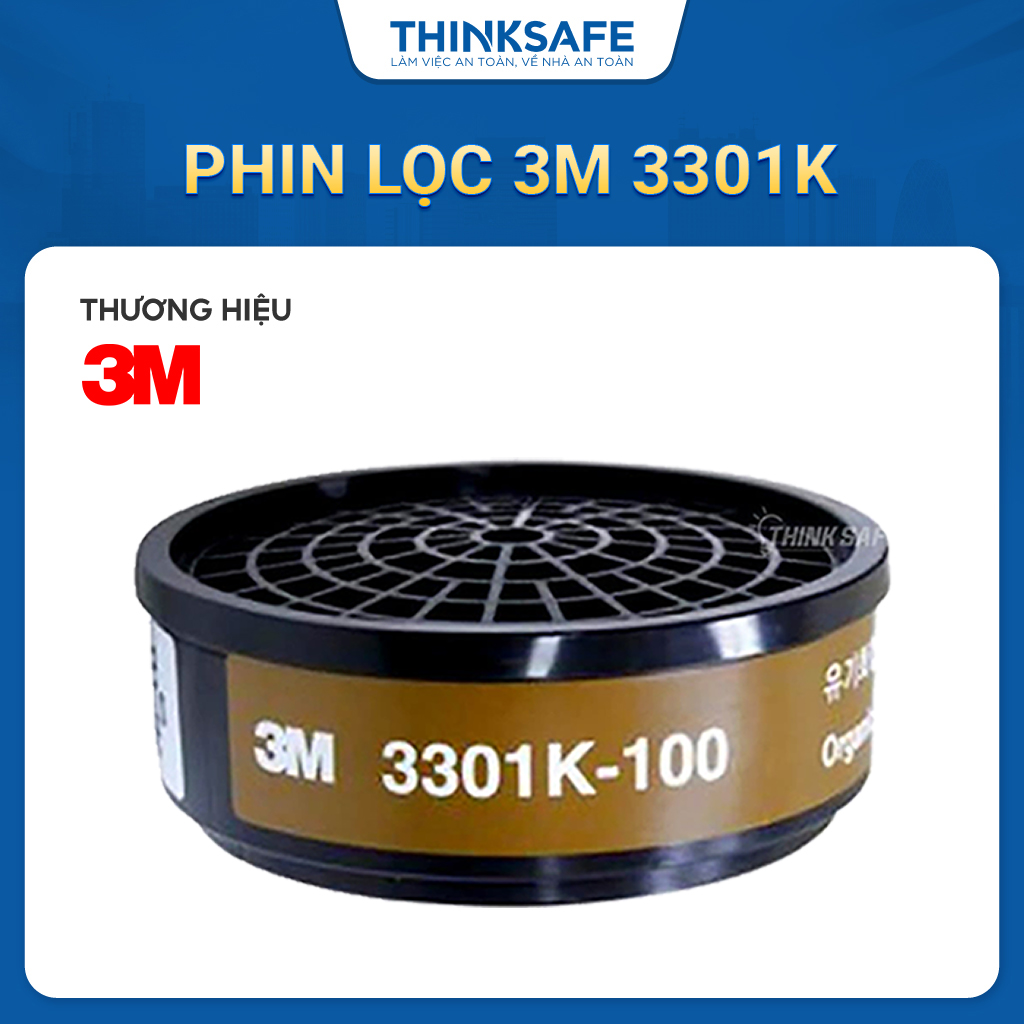 Phin lọc 3M 3301K chính hãng lọc bụi môi trường ô nhiễm hơi hữu cơ thường sử dụng cho mặt nạ phòng độc 3M 3200 Hf52 - Thinksafe