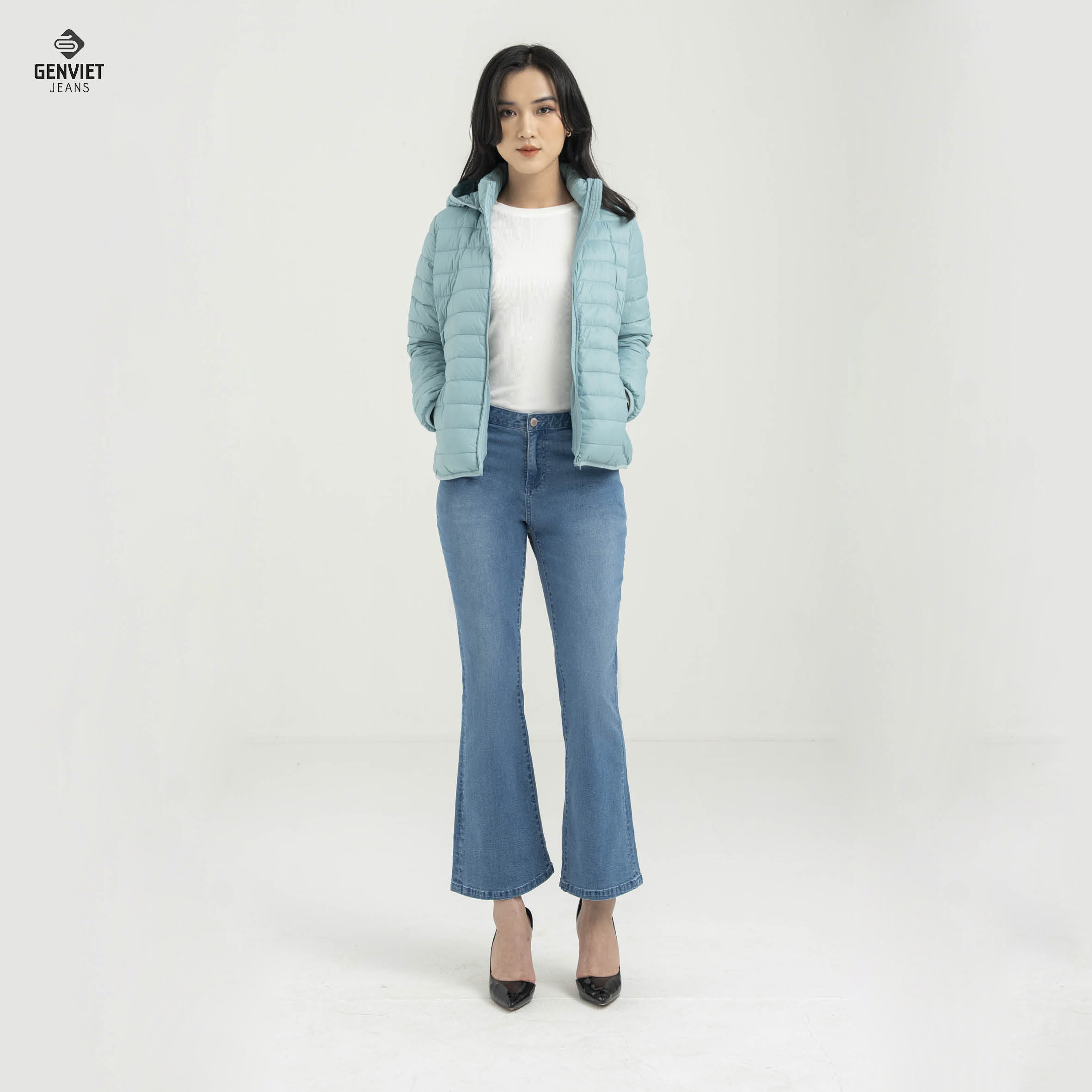 Áo khoác phao lông vũ siêu nhẹ genviet db121g8073
