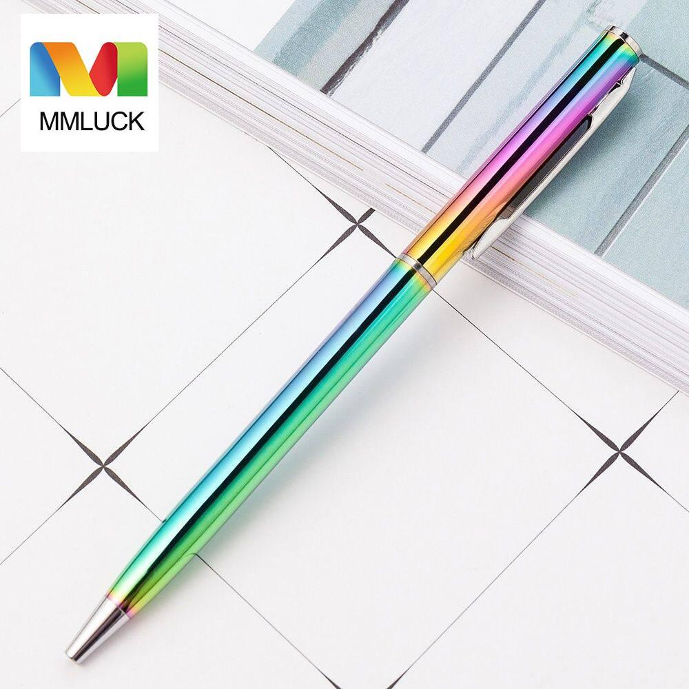 MMLUCK Đồ Dùng Văn Phòng Màu Sắc Cầu Vồng Thanh Xoay Bút Bi Kim Loại Bút Bi Bút Quảng Cáo Văn Phòng Phẩm Học Sinh