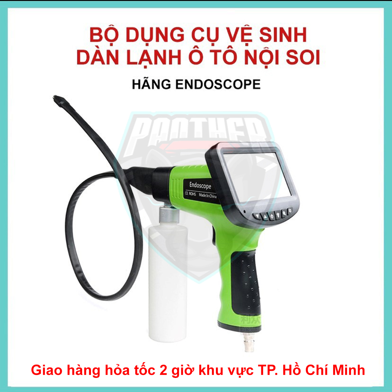 Bộ dụng cụ vệ sinh dàn lạnh ô tô tích hợp camera nội soi Endoscope sử dụng với dung dịch vệ sinh dàn lạnh