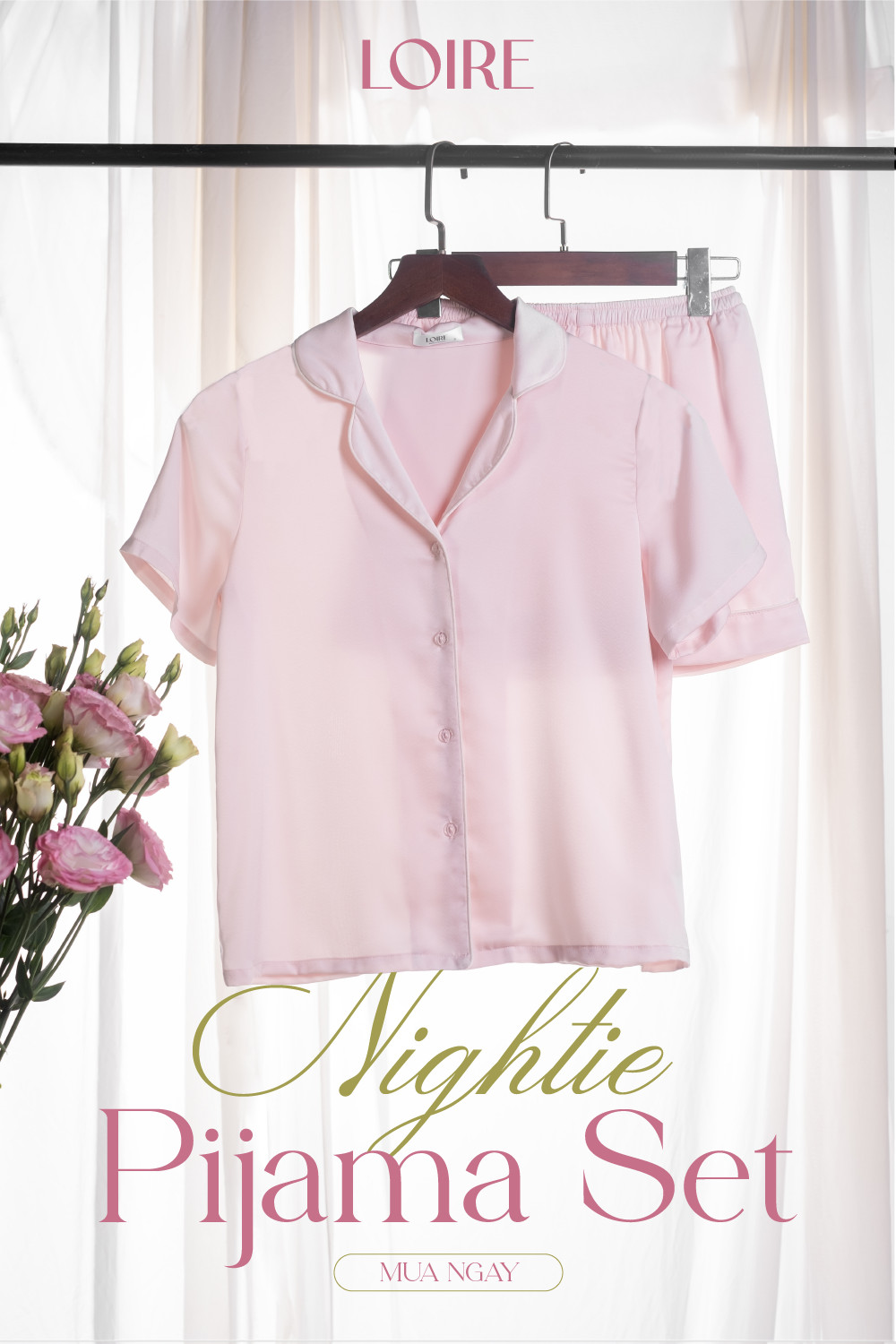 Bộ Ngủ Lụa Pijama Trơn Loirechic PCC05