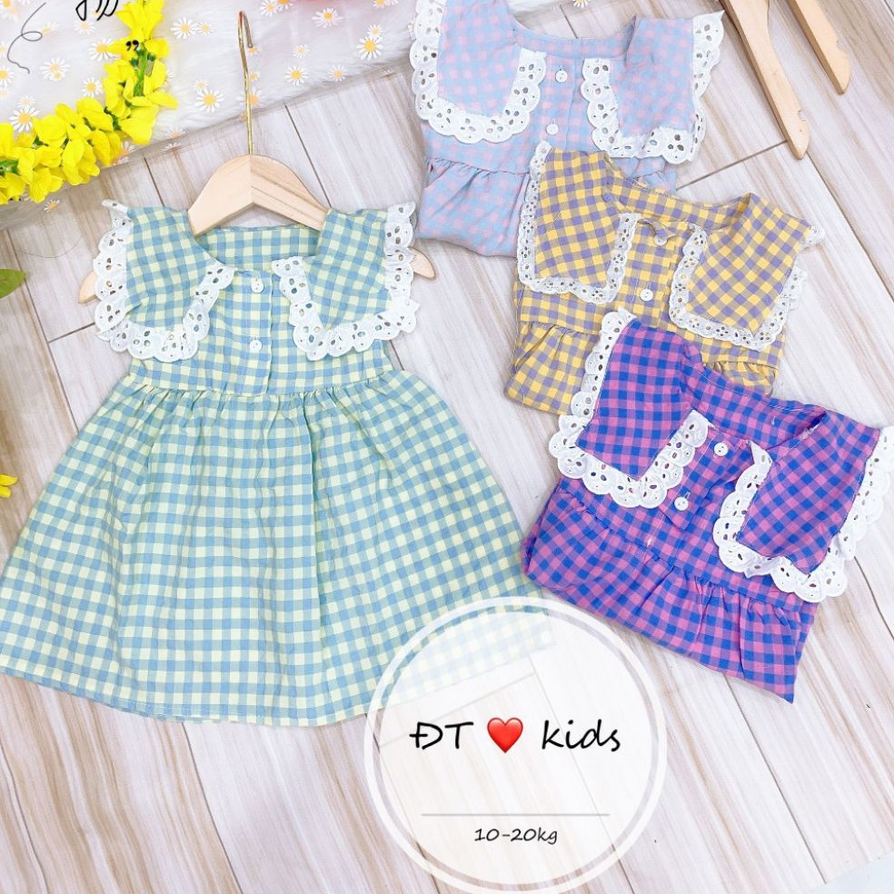Đầm SALE! Bộ váy sọc carô dễ thương (quanaotreem) quần áo trẻ em