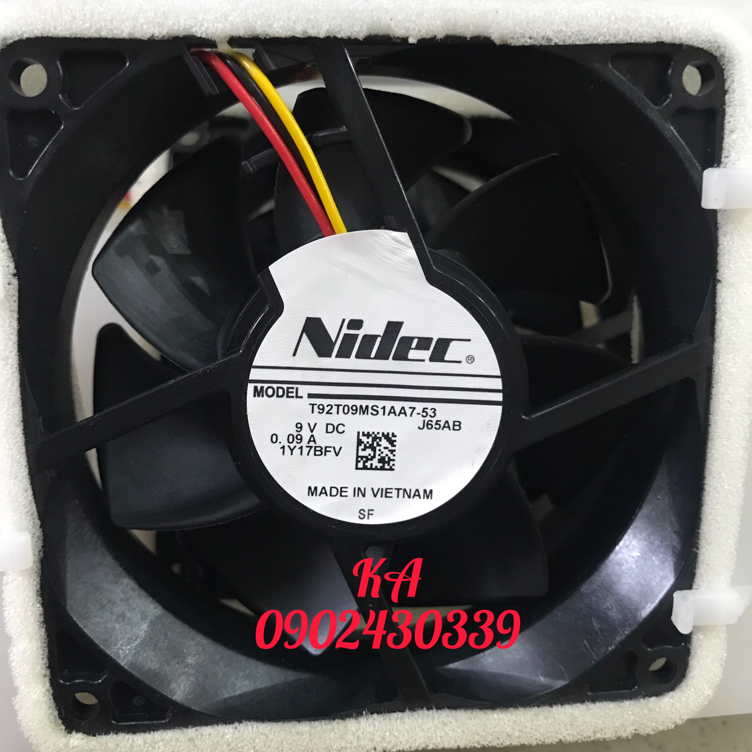 Quạt tản nhiệt dùng cho tủ lạnh 9 x 9, Nidec DC 9V 0.09A 7 cánh