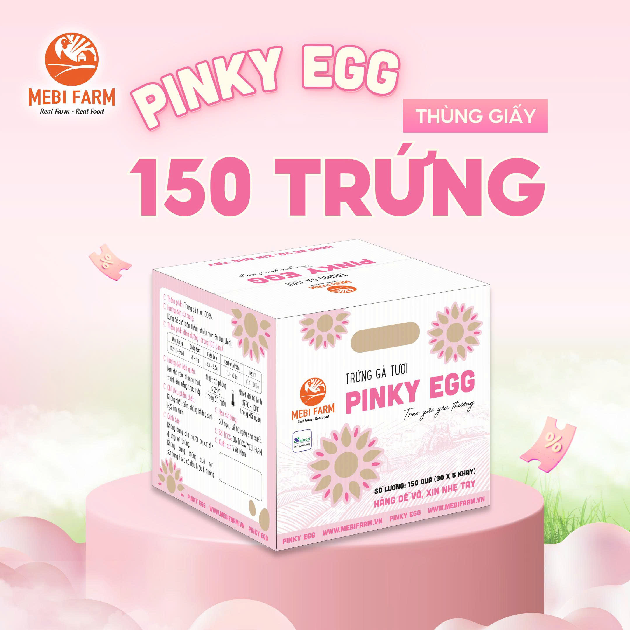 Trứng gà Pinky Egg thùng 150 quả