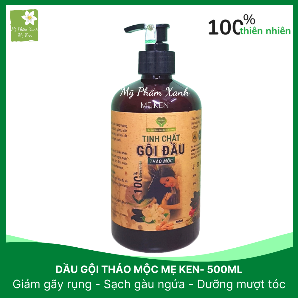 Dầu gội thảo dược Mẹ Ken Giảm rụng tóc, ngăn tóc gãy rụng, kích mọc tóc, sạch gàu, giảm nấm ngứa da dầu, tóc chắc khỏe  suôn mượt – Chai 500ml