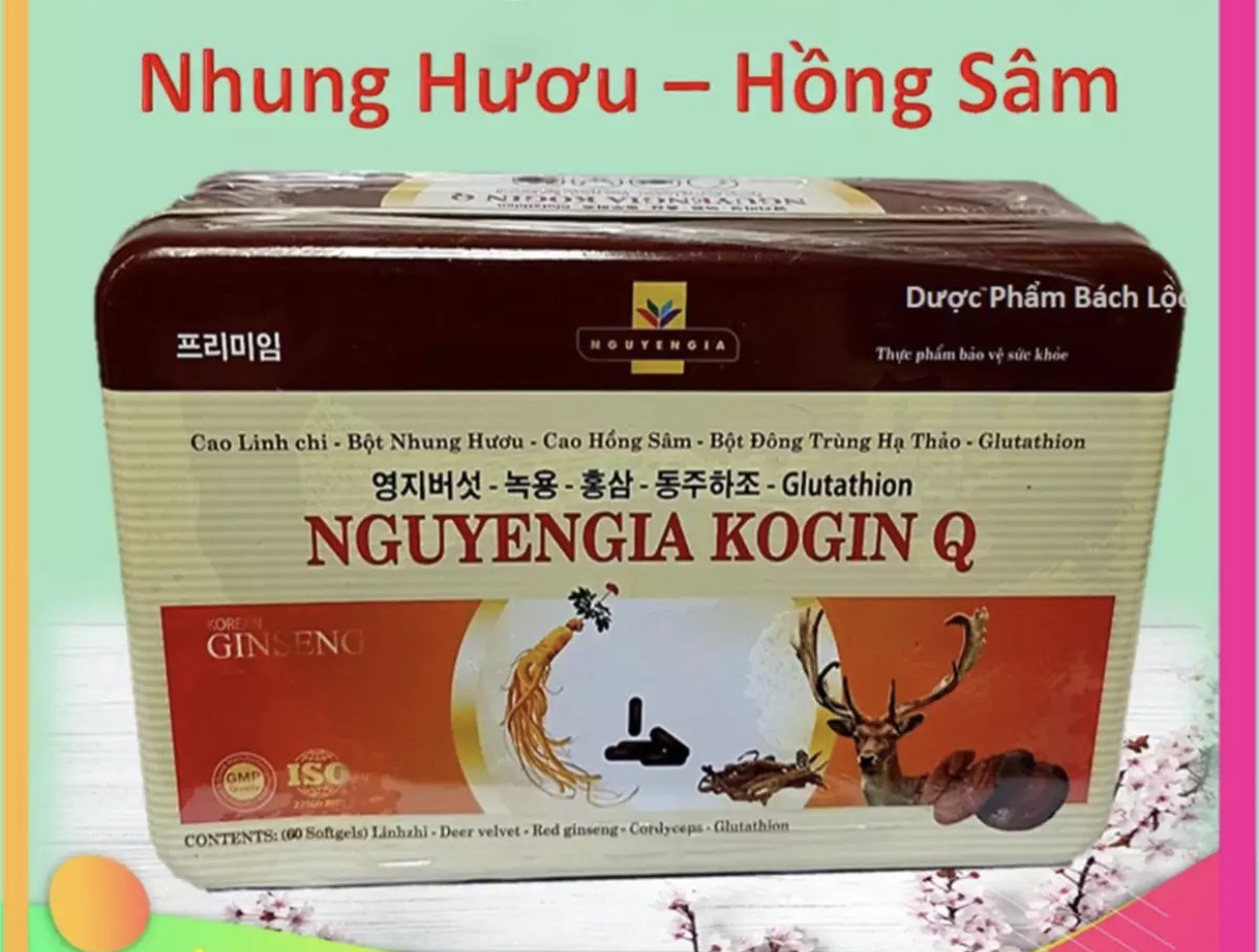 Viên Uống Hồng Sâm Kogin - Đông Trùng Hạ Thảo - Giúp Tăng Cường Sức Khỏe, Kích Thích Tiêu Hóa, Ăn Ngon Miệng- Hộp 60 Viên - Viên Uống Hồng Sâm Kogin