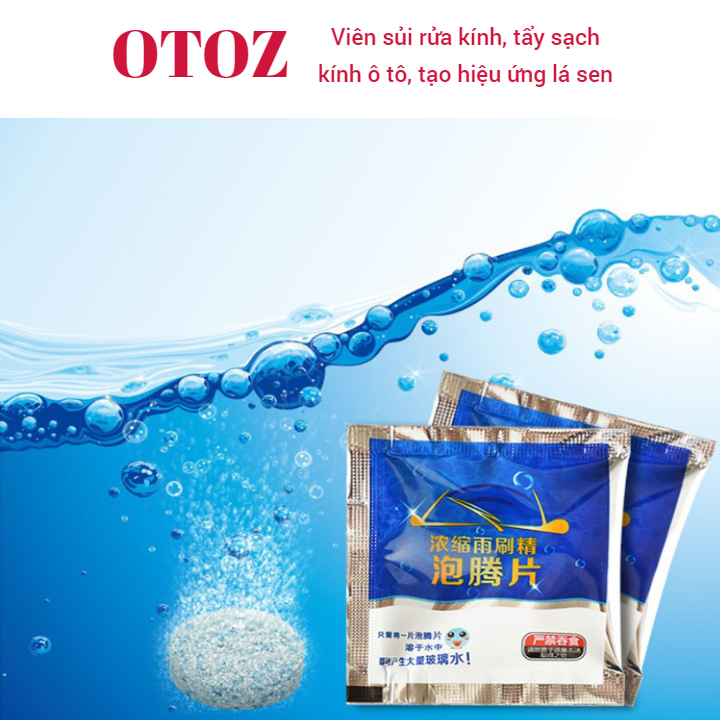 10 Viên sùi rửa kính OTOZ, tẩy sạch kính ô tô, Hỗ trợ tẩy sạch kính lái, 100% sinh học, thân thiện môi trường