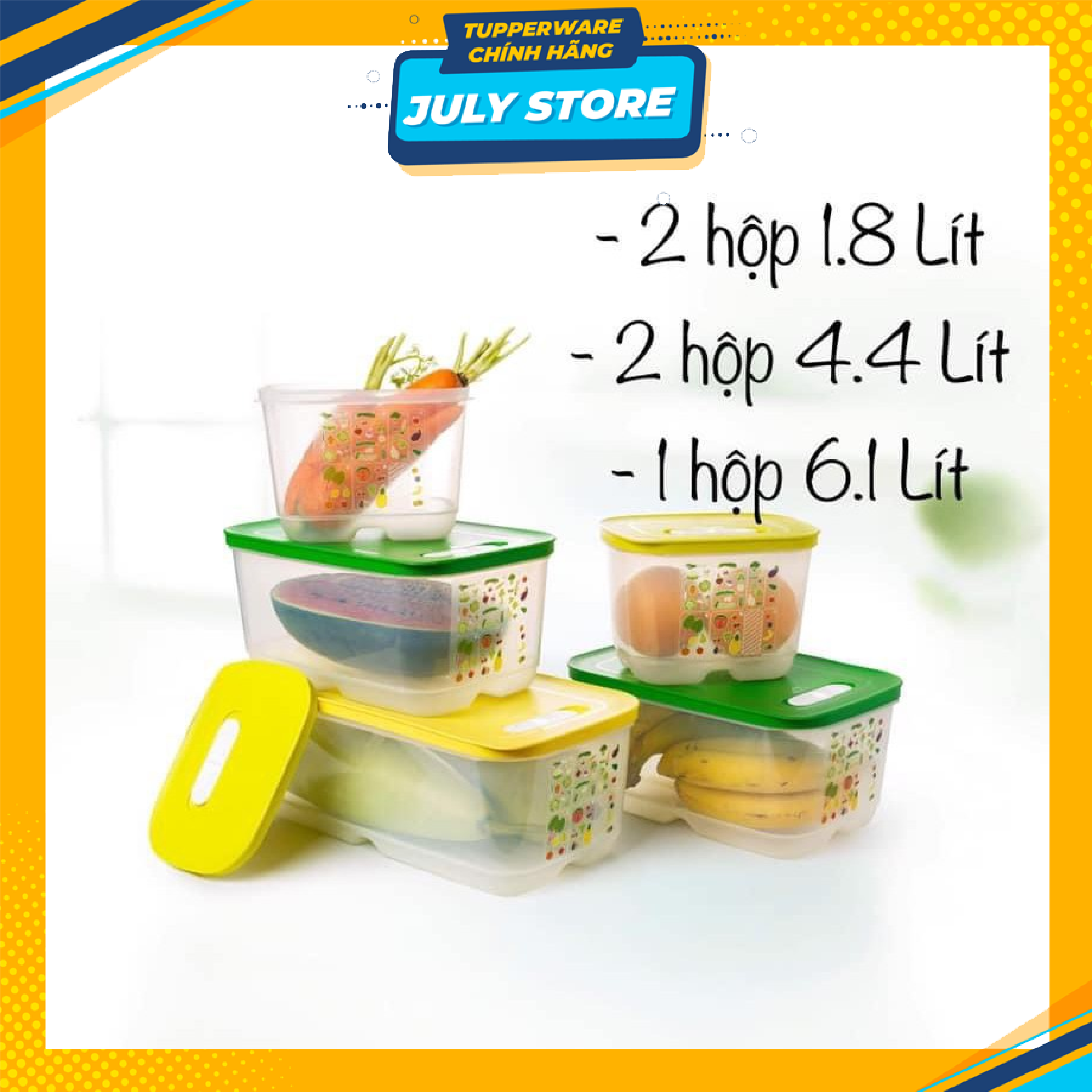 Hộp bảo quản rau củ ngăn mát tủ lạnh có nút hô hấp Vensmart Tupperware