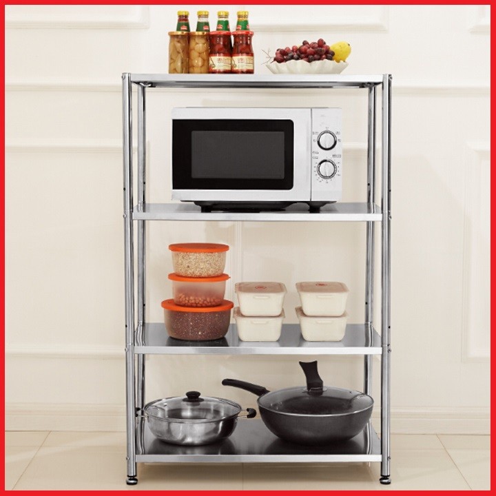 Kệ bếp inox 4 tầng inox kích thước 60x100x35cm tải trọng 200kg, Kệ để lò vi sóng, kệ để đồ đa năng
