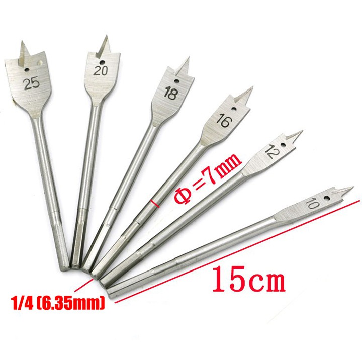 BỘ MŨI KHOAN GỖ ĐUÔI CÁ MŨI KHOAN KHOÉT LỖ GỖ NHỰA 10-12-16-18-20-25mm