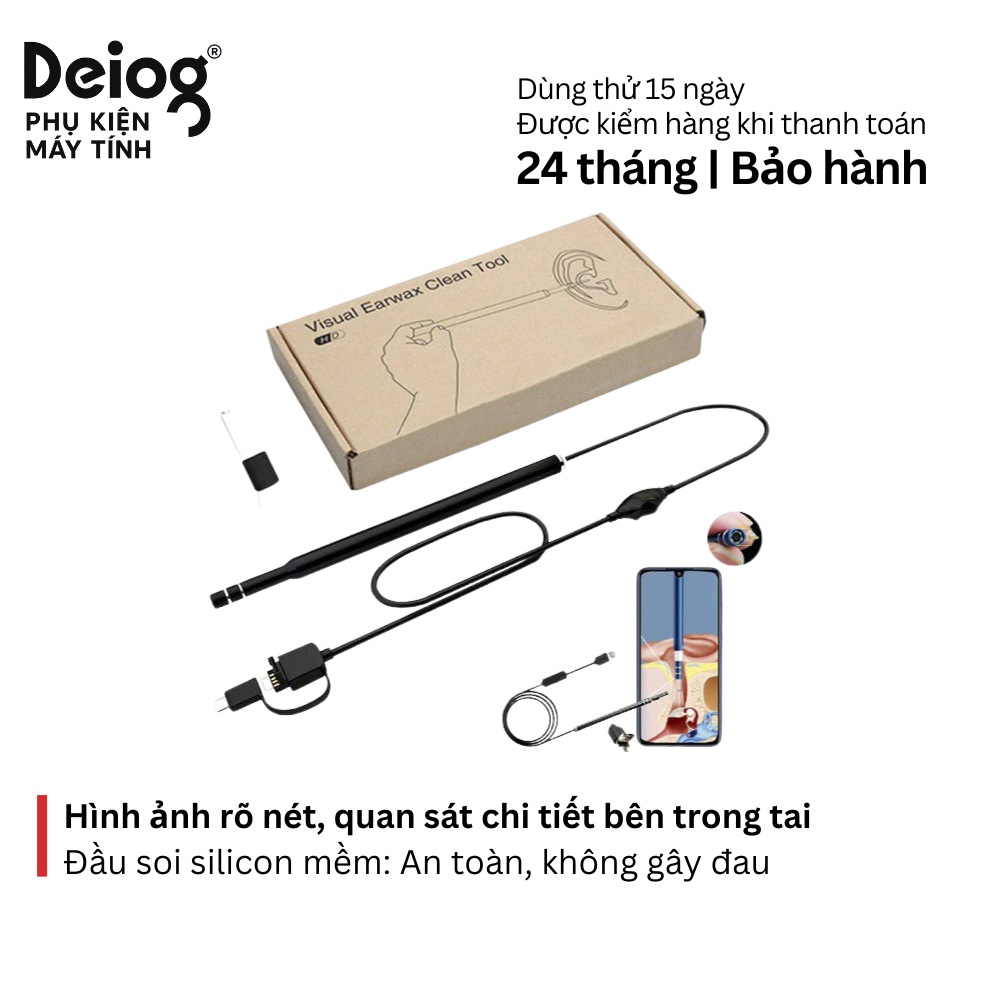 Ráy tai camera thông minh, quan sát rõ bên trong tai, vệ sinh an toàn, tiện lợi cho mọi gia đình