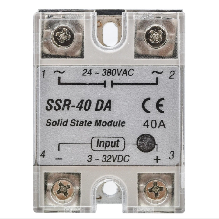 Rơ le bán dẫn SSR-40DA chuyển điện áp từ 3-32VDC thành điện áp 24-380VAC với dòng điện 40A