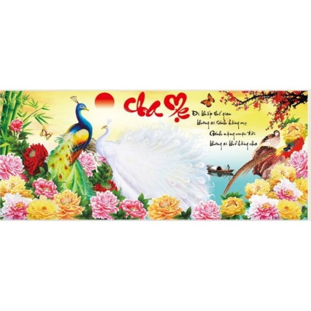 Tranh đính đá cha mẹ 106x50cm lv086 - tự đính